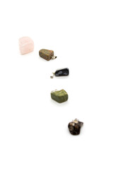 Isolated photos of gemstone pendants