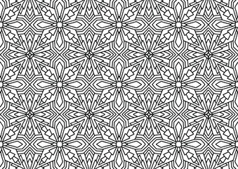 seamless folk style tile for coloring with floral ornaments on a white background, vector