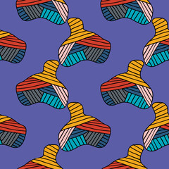 Colorful abstract seamless pattern with uneven striped round stains, spots, geometrical shapes, splashes background.