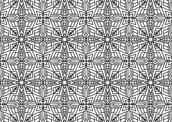 tile with linear ornaments and flowers in folk style for coloring on a white background, vector, seamless tiles © dnapslvsk
