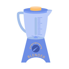 Blender isolated on white background. Kitchen tool for making smoothies and chopping food. Design element for web, templates print or presentation, promotional materials. Health food and drink concept
