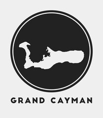 Grand Cayman icon. Round logo with island map and title. Stylish Grand Cayman badge with map. Vector illustration.