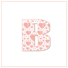Abstract vector alphabet - B made from heart - alphabet set