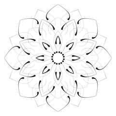 Cute Mandala. Ornamental round doodle flower isolated on white background. Geometric decorative ornament in ethnic oriental style.