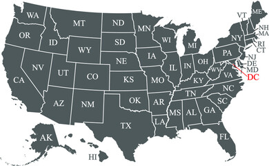 USA map states and capitals printable