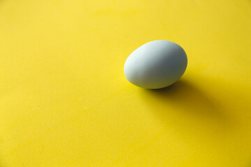 light blue egg on yellow surface