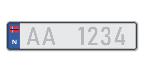 Car number plate. Vehicle registration license of Norway