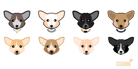 Fototapeta premium Set of cute cartoon dog with a Corgi, Vector illustration dog set. 