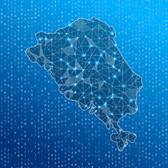 Network map of Colon Island. Island digital connections map. Technology, internet, network, telecommunication concept. Vector illustration.