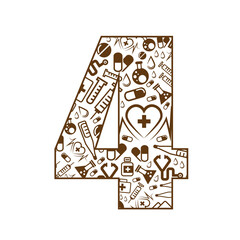 number 4, alphabet of medicine pills.