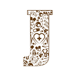 Letter J, alphabet of medicine pills.