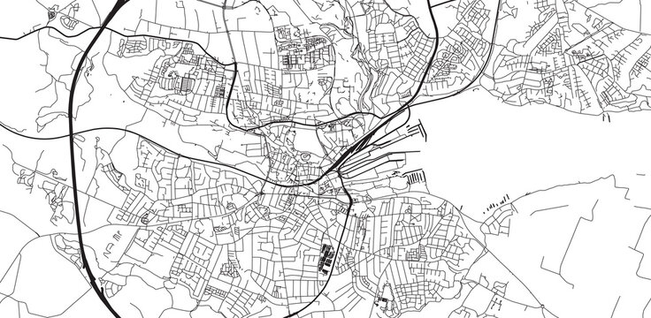 Urban vector city map of Kolding, Denmark