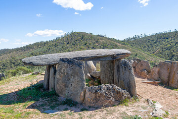 El Pozuelo megalithic dolmen complex in Huelva, Andalucia, Spain. Dolmen number 1