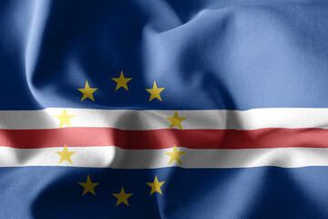 Fototapeta premium 3d realistic waving silk flag of Cape Verde