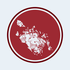 Cat Ba Island icon. Trendy tech logo of the island. Geometric mesh round design. Technology, internet, network, telecommunication concept. Vector illustration.