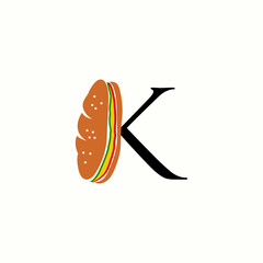 logo letter k with icon hotdog vector design