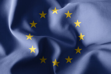 3d rendering waving silk flag of European Union