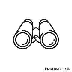 Binoculars line icon. Outline symbol of surveillance and observation. Optical instrument vector illustration.