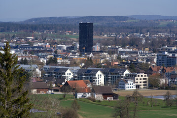 Fototapeta na wymiar City of Dübendorf, Switzerland, at springtime. Photo taken March 31st, 2021.