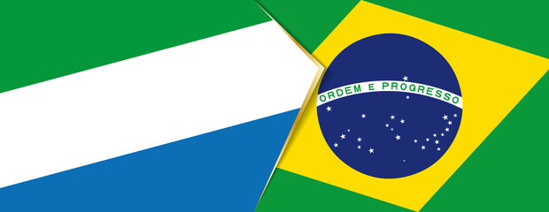 Sierra Leone and Brazil flags, two vector flags.
