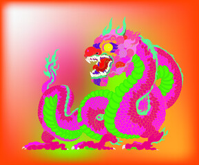 Hand drawn Silhouette dragon.Chinese dragon tattoo.Black and white Traditional Japanese dragon.Dragon is Magical creatures known in Chinese and Western literature.