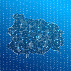 Network map of Ischia. Island digital connections map. Technology, internet, network, telecommunication concept. Vector illustration.