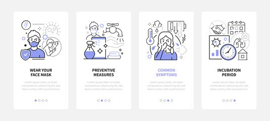 Coronavirus Disease - line design style web banners