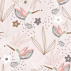 Wall murals Out of Nature Seamless childish pattern with hand drawn collibi,florals. Creative scandinavian style kids texture for fabric, wrapping, textile, wallpaper, apparel. Vector illustration
