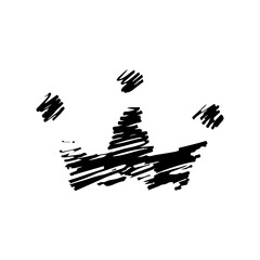 Crown icon. Black ink shaded silhouette. Vector simple flat graphic hand drawn illustration. The isolated object on a white background. Isolate.
