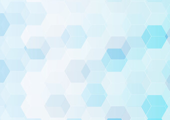 Geometric abstract background with blue color hexagons. Structure molecule and communication. Science, technology and medical concept. Vector illustration