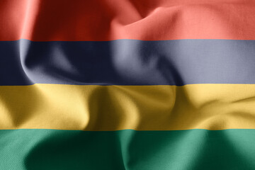 3d realistic waving silk flag of Mauritius