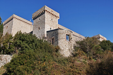 Fototapeta na wymiar foreshortening of the fortress Albornoz in Narni