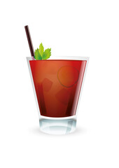 Bloody Mary vector cocktail isolated on white background
