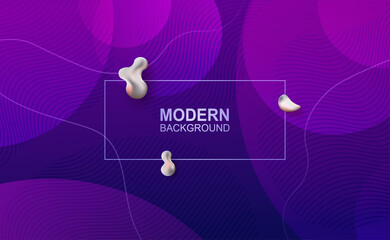 Abstract composition with a gradient of blue and purple shades, a set of circles, wavy lines