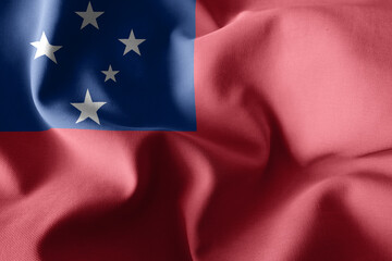 3d realistic waving silk flag of Samoa