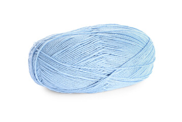 Soft light blue woolen yarn isolated on white