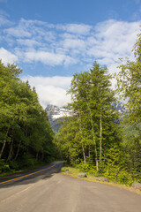 Fototapeta na wymiar Going-to-the-Sun Road with mountain background, Glacier National Park, Montana