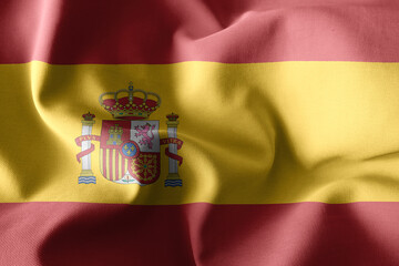 3d rendering waving silk flag of Spain