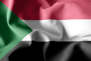3d realistic waving silk flag of Sudan