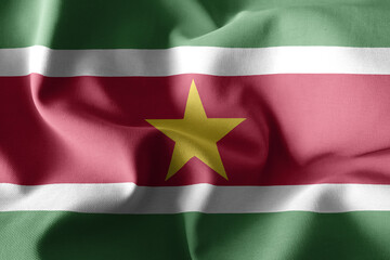 Obraz premium 3d realistic waving silk flag of Suriname