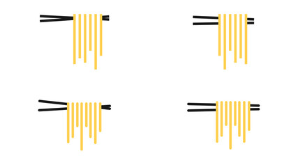 Noodle icons set isolated on white background. Suitable for any business related to ramen, noodles, fast food restaurants, Korean food, Japanese food, etc. Flat style. Vector illustration