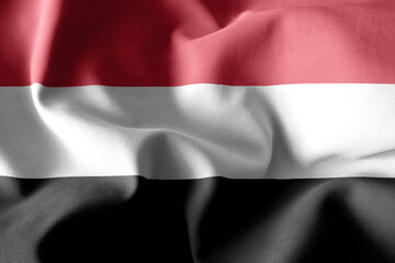 3d rendering waving silk flag of Yemen