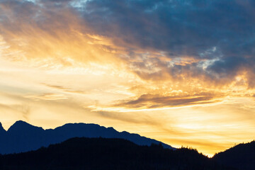 Sunset over the Vancouver Island from a cruise ship returning to Vancouver from Alaska.