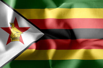 Obraz premium 3d realistic waving silk flag of Zimbabwe
