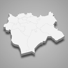 Obraz premium 3d isometric map of Aktobe oblast is a region of Kazakhstan