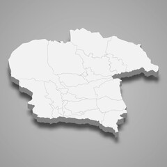 3d isometric map of Almaty oblast is a region of Kazakhstan