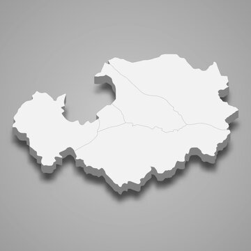3d isometric map of Attapeu is a Province of Laos