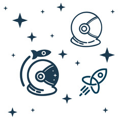 Business logo for spaceship, vostok vector logo, vostok design logo template, icon illustration in star