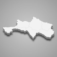 3d isometric map of Bolikhamxai is a Province of Laos