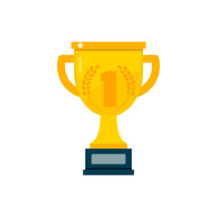 Trophy cup, award, vector icon in flat style